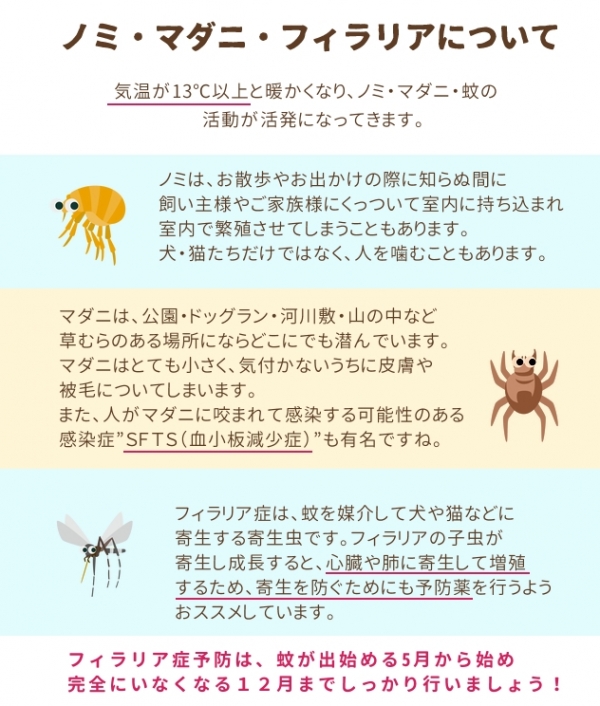 寄生虫,予防薬,ノミ,ダニ,マダニ,フィラリア,駆除,碧南市,安城市,高浜市,刈谷市,西尾市,半田市,西端,動物病院,犬,猫,小動物,トリミング,さくらんぼ動物病院,