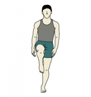 片足で爪先立ちした人のイラストです