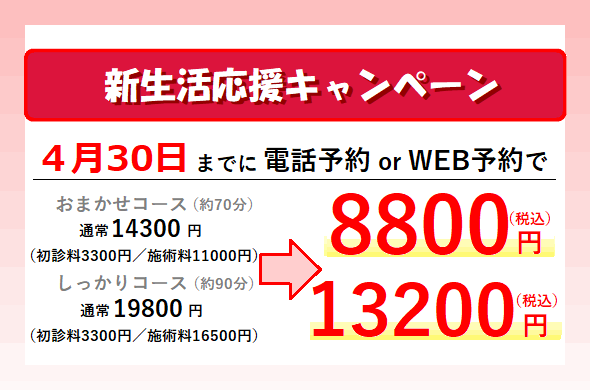 東京,スポーツ整体,4月,キャンペーン