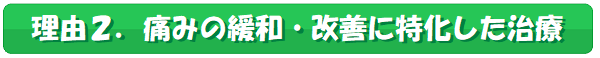 理由2,痛みの緩和,改善,に特化した治療