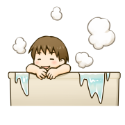 男の子がお風呂でくつろいでいるイラストです